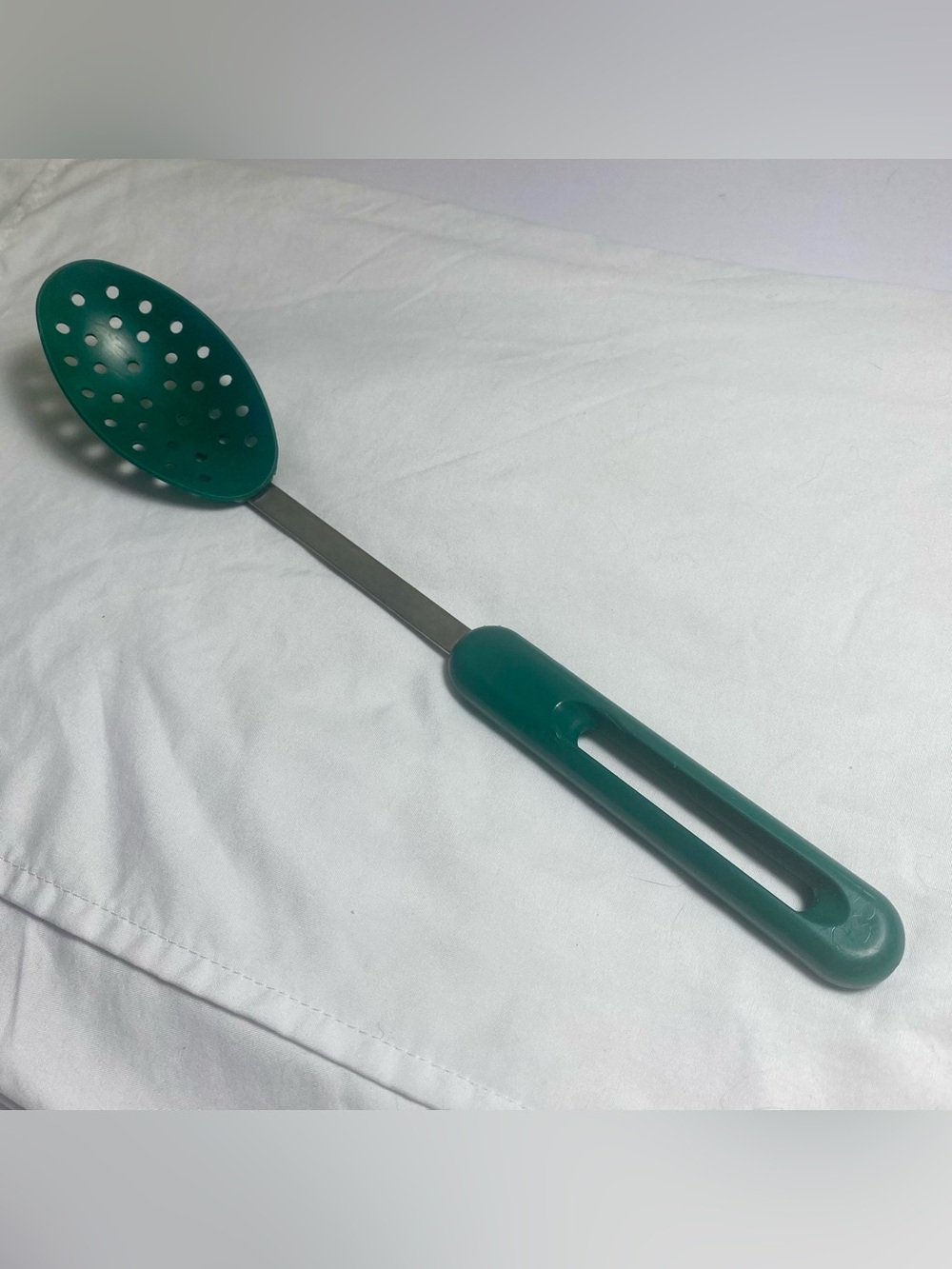 Vintage Bonny USA Green Stainless Steel Slotted Serving Spoon
